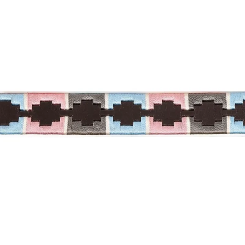 Shires Drover Skinny Polo Belt - Pink Grey And Light Blue